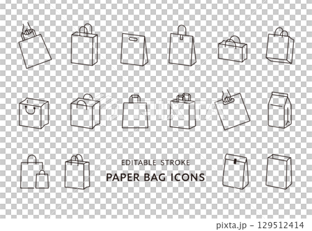 いろんな紙袋のアイコンセット 129512414