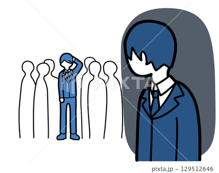 褒められている男性とそれを羨む男性会社員 褒められている男性とそれを羨む男性会社員 129512646