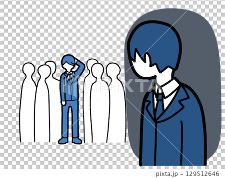 褒められている男性とそれを羨む男性会社員 褒められている男性とそれを羨む男性会社員 129512646