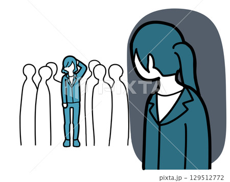 褒められている女性とそれを羨む女性会社員 129512772