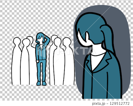 褒められている女性とそれを羨む女性会社員 129512772