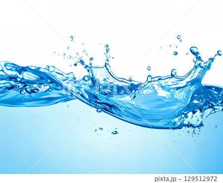 Splashing Blue Water Wave Isolated on white Splashing Blue Water Wave Isolated on white 129512972