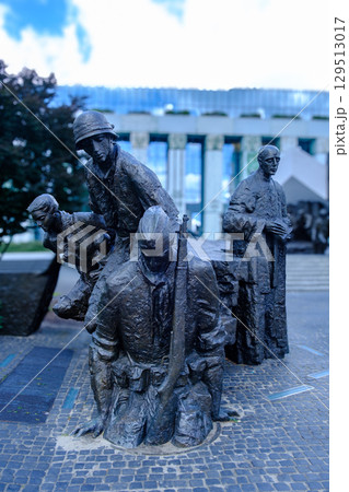 Warsaw Uprising Monument Epilogue - Insurgents and Priest at Sewer Entrance 129513017