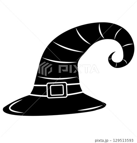 Vector isolated witch wizard cap hat stencil colorless black and white outline silhouette shadow shape Vector isolated witch wizard cap hat stencil colorless black and white outline silhouette shadow shape 129513593