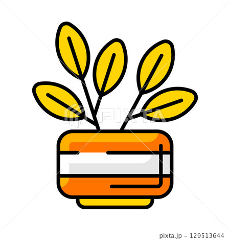 Flower in pot icon. Home decor element thin line illustration. 129513644