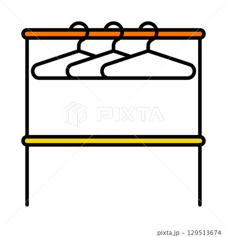 Clothes hangers icon. Home decor element thin line illustration. 129513674