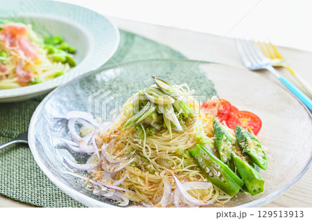 すりおろしキュウリの夏野菜冷製パスタ すりおろしキュウリの夏野菜冷製パスタ 129513913
