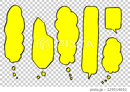 Yellow vertical hand-drawn style speech bubble set Yellow vertical hand-drawn style speech bubble set 129514032