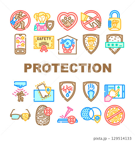safety protection product icons set vector 129514133