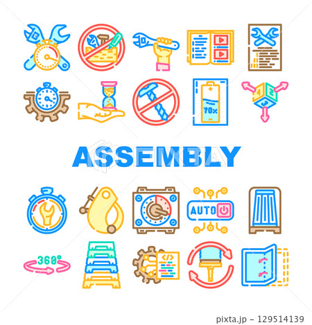 assembly setup product icons set vector 129514139
