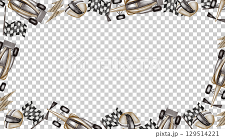 Racing watercolor frame. Cars and racing equipment helmet and flag in pastel colors on a white background. Ideal for postcards and invitations, baby shower design for boys Racing watercolor frame. Cars and racing equipment helmet and flag in pastel colors on a white background. Ideal for postcards and invitations, baby shower design for boys 129514221