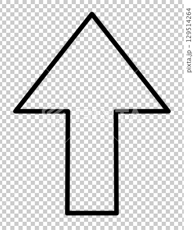 シンプルな上向きの矢印の線画 129514264