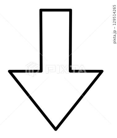 シンプルな下向きの矢印の線画 129514265