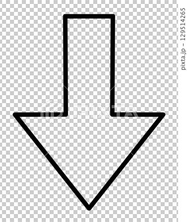 シンプルな下向きの矢印の線画 129514265