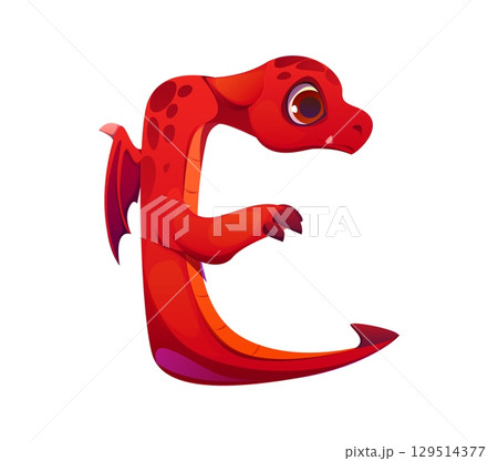 Fairy red dragon character font letter E. Fantasy animal personage kids ABC cartoon vector font element. Fairy reptile character English alphabet type letter or red dragon typeset sign Fairy red dragon character font letter E. Fantasy animal personage kids ABC cartoon vector font element. Fairy reptile character English alphabet type letter or red dragon typeset sign 129514377