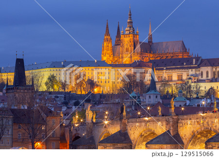St Vitus Cathedral at sunset, Prague, Czech Republic St Vitus Cathedral at sunset, Prague, Czech Republic 129515066
