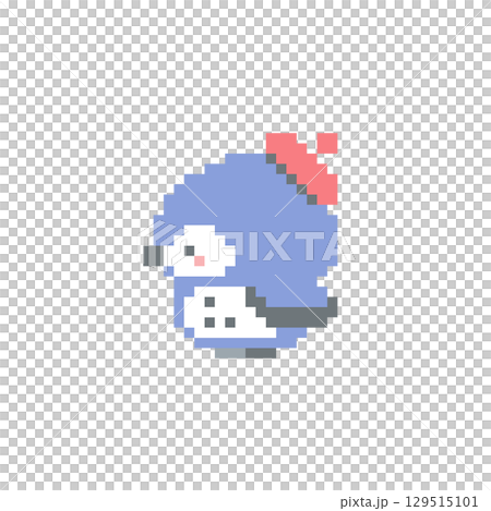 赤色ベレー帽と横向き梟のドット絵 赤色ベレー帽と横向き梟のドット絵 129515101