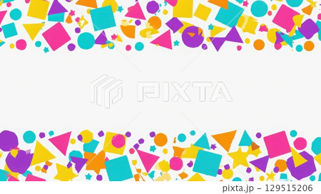 Colorful background with many shapes and a white line Colorful background with many shapes and a white line 129515206