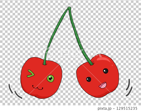 さくらんぼのキャラクターのイラスト 129515235