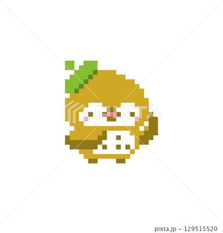 緑色ベレー帽と挙手する梟のドット絵 129515520