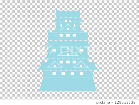 Blue silhouette Osaka Castle illustration 129515538