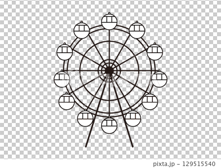 大阪摩天輪插畫黑線描 129515540
