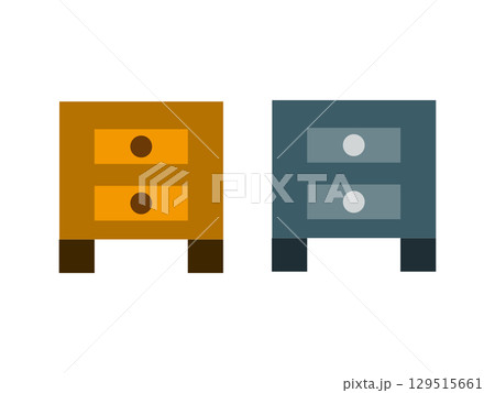 引き出しの付いた棚のイラストのセット 129515661