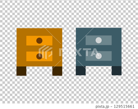 引き出しの付いた棚のイラストのセット 129515661