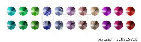 Metal gradient. Multi colored radial gradient set. Collection of shiny foil in rainbow colors palette. Vector Metal gradient. Multi colored radial gradient set. Collection of shiny foil in rainbow colors palette. Vector 129515819