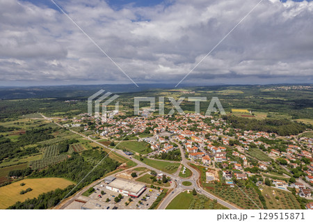 Aerial drone view of Tar, Istria, Croatia. Aerial drone view of Tar, Istria, Croatia. 129515871