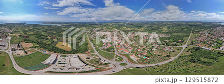 Panoramic aerial drone view of Tar, Istria, Croatia 129515872