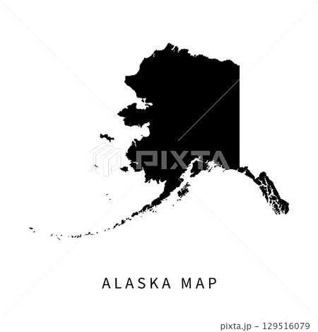 Alaska black map icon isolated on white background. Black map. State of Alaska. Vector illustration. Alaska black map icon isolated on white background. Black map. State of Alaska. Vector illustration. 129516079