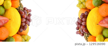 Set of fruits isolated on white background. Free space for text. 129516090