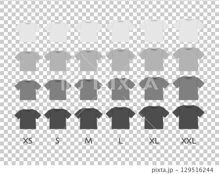 T-shirt clothing size chart illustration set 129516244