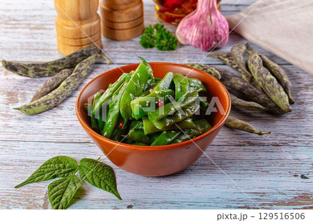 Steamed green bean strings heap Steamed green bean strings heap 129516506