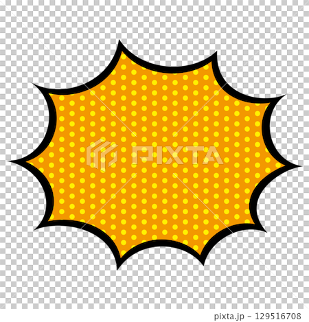 Simple speech bubble illustration, spiky, dot pattern Simple speech bubble illustration, spiky, dot pattern 129516708