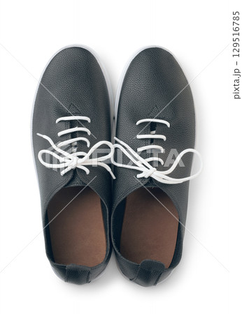 Top view of black leather sport shoes 129516785