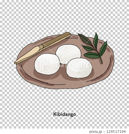 岡山名物　きびだんごのイラスト＿線画 129517194