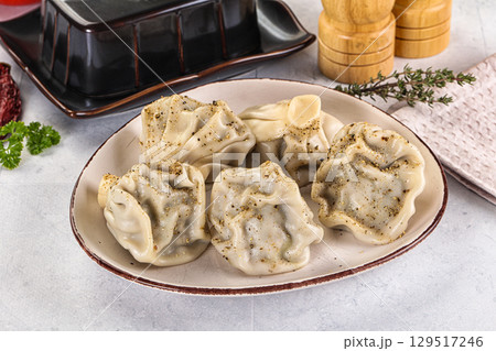 Georgian stuffed meat dumplings Khinkali Georgian stuffed meat dumplings Khinkali 129517246