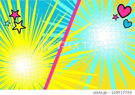 Vibrant pop art halftone background for comics Vibrant pop art halftone background for comics 129517559