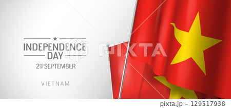Vietnam happy independence day greeting card, banner vector illustration 129517938