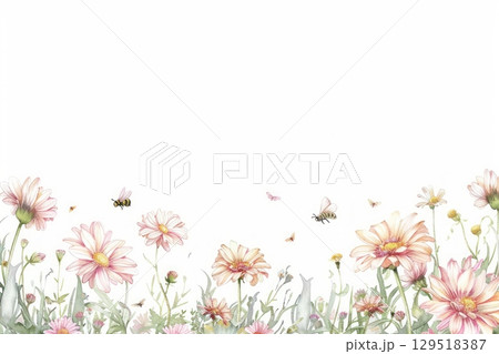 watercolor abstract flowers meadow 129518387