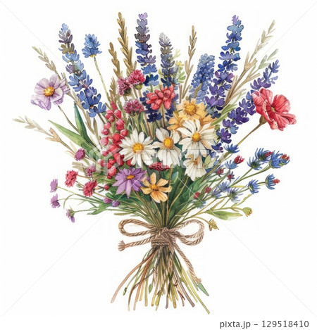 Colorful Wildflower Bouquet with Natural Twine, perfect for ecofriendly decor and natureinspired interiors Colorful Wildflower Bouquet with Natural Twine, perfect for ecofriendly decor and natureinspired interiors 129518410