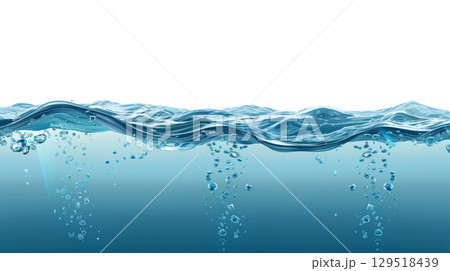 A beautiful, peaceful water surface characterized by gentle waves gracefully flowing and delightful bubbles 129518439