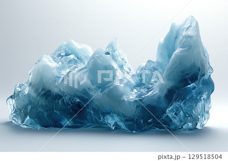 Piece of ice floe of blue and white colors isolated on white background. Generated by artificial intelligence 129518504