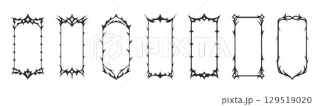 Set of gothic style halloween frames with black spiky outlines Set of gothic style halloween frames with black spiky outlines 129519020