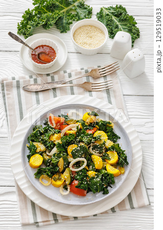 zucchini kale tomato saute sprinkled with sesame zucchini kale tomato saute sprinkled with sesame 129519033