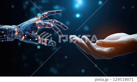 Cutting-edge machine in a microchip plant producing electronic components 129519071