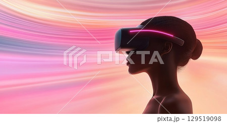 woman inside virtual metaverse 129519098