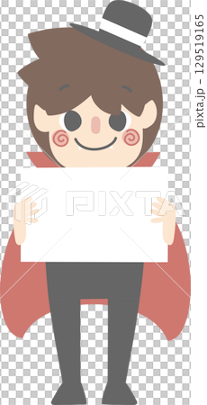 happy halloween holiday festival with boy wearing count dracula vampire costume, flat jpg illustration cartoon character design 129519165